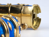 72613 - SOLD - Circa 1965 Schlumberger Gold Blue Enamel  Dot Losange Bangle Bracelet