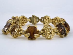 72632 - Circa 2008 Judith Ripka Gold Diamond Quartz Citrine Tiger's Eye Beryl Bracelet