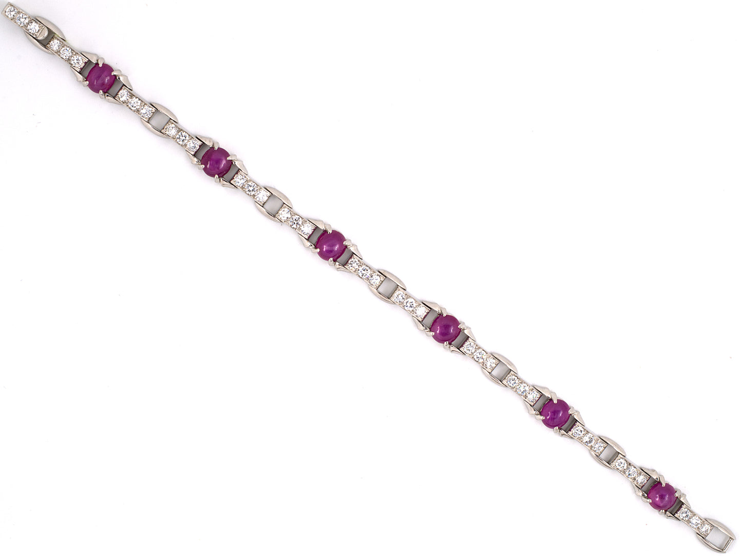 72637 - SOLD - Art Deco Tiffany Platinum Ruby Diamond Line Bracelet