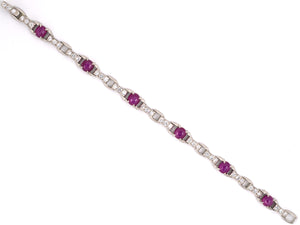 72637 - Art Deco Tiffany Platinum Ruby Diamond Line Bracelet