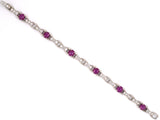 72637 - Art Deco Tiffany Platinum Ruby Diamond Line Bracelet