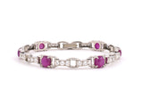 72637 - Art Deco Tiffany Platinum Ruby Diamond Line Bracelet