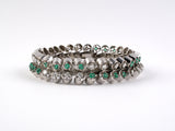 72670 - Circa 1950 French Platinum Diamond Emerald  Bracelet