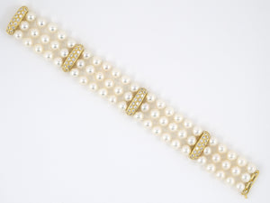 72701 - SOLD - Tiffany Gold Diamond Pearl Bracelet