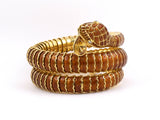 72705 - Adria de Haume Gold Diamond Enamel Flexible Wrap Around Snake Bracelet