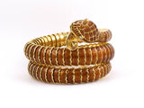 72705 - Adria de Haume Gold Diamond Brown Enamel Flexible Wrap Around Snake Bracelet