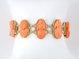 72707 - SOLD - Victorian Gold Coral Cameo Bracelet