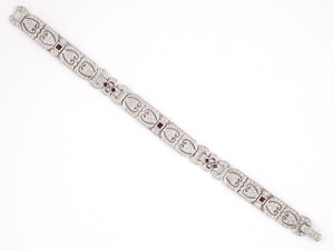 72744 - Art Deco Platinum Diamond Ruby Bracelet