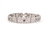 72744 - Art Deco Platinum Diamond Ruby Bracelet