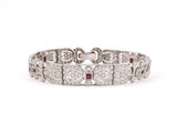 72744 - SOLD - Art Deco Platinum Diamond Ruby Bracelet