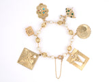 72764 - Gold Bead Pearl Charm Bracelet