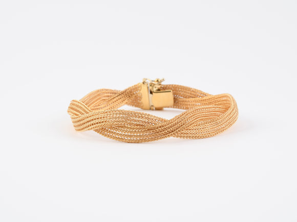 72770 - SOLD - Circa 1950 Gold Mesh Weave Bracelet