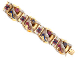 72798 - Gold Platinum Diamond Synthetic Rubies & Sapphires Retro Floral