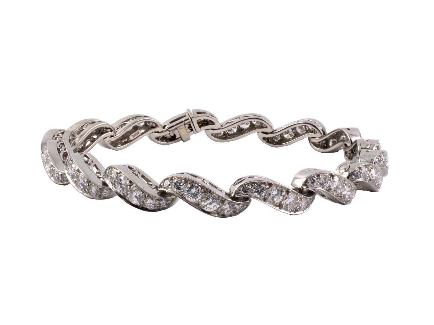 72816 - Yard Platinum Diamond Barber Pole Bracelet