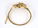 72869 - Victorian Gold Silver Diamond Pearl Enamel Bangle Bracelet