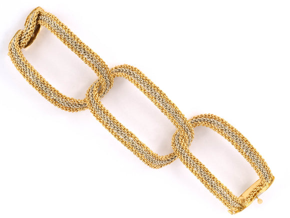 72889 - SOLD - Circa 1980 Gold Twisted Rope Oval Link Bracelet