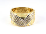 72891 - V Gold Diamond Corrugated Bangle Bracelet