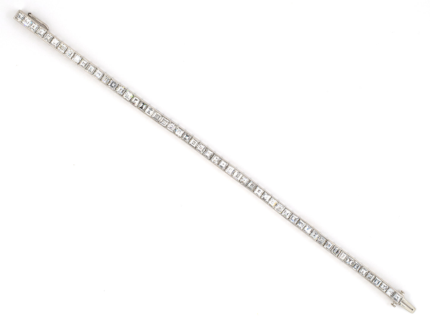 72895 - Platinum Square Diamond Line Block Bracelet
