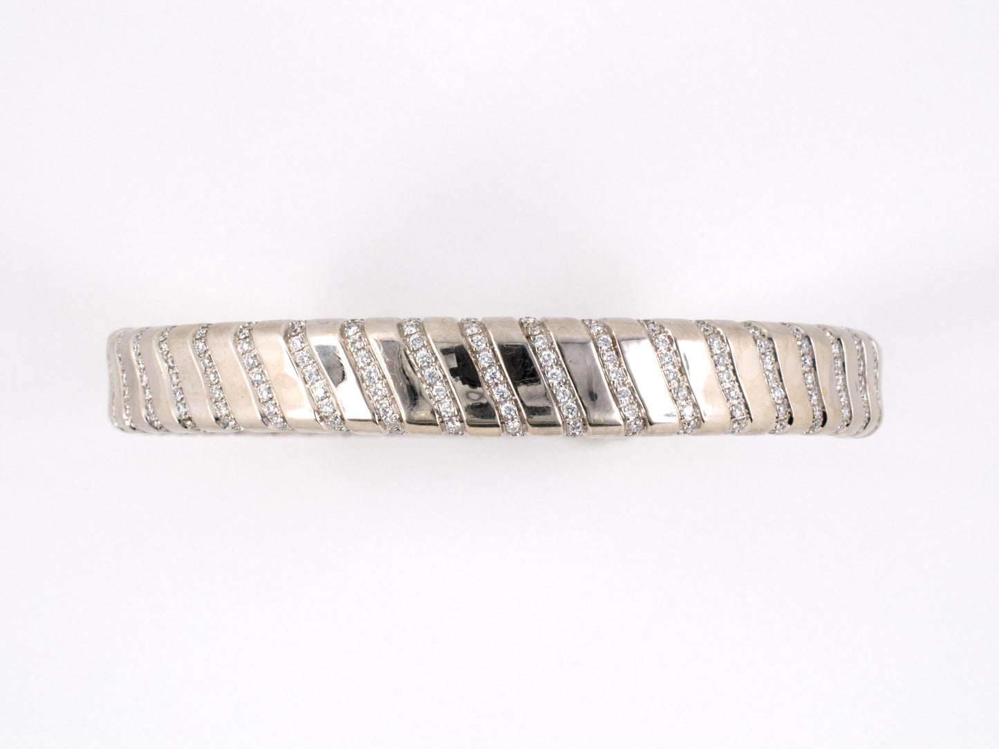 72919 - Birks Gold Diamond Striped Bangle Bracelet