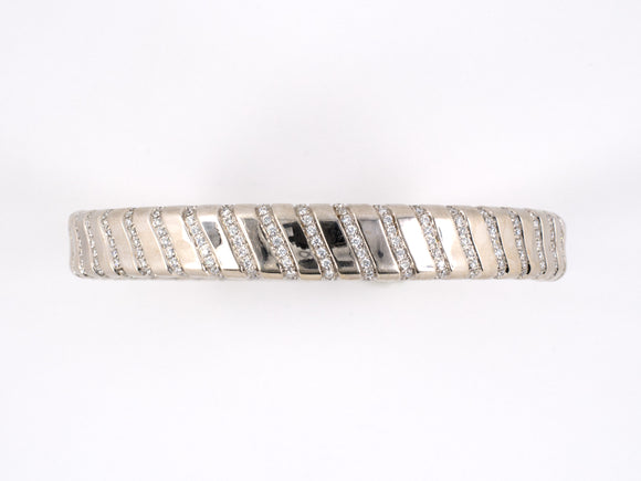 72919 - Birks Gold Diamond Striped Bangle Bracelet