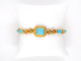 72924 - Gold Turquoise Wire Link Bracelet