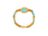 72924 - Gold Turquoise Wire Link Bracelet