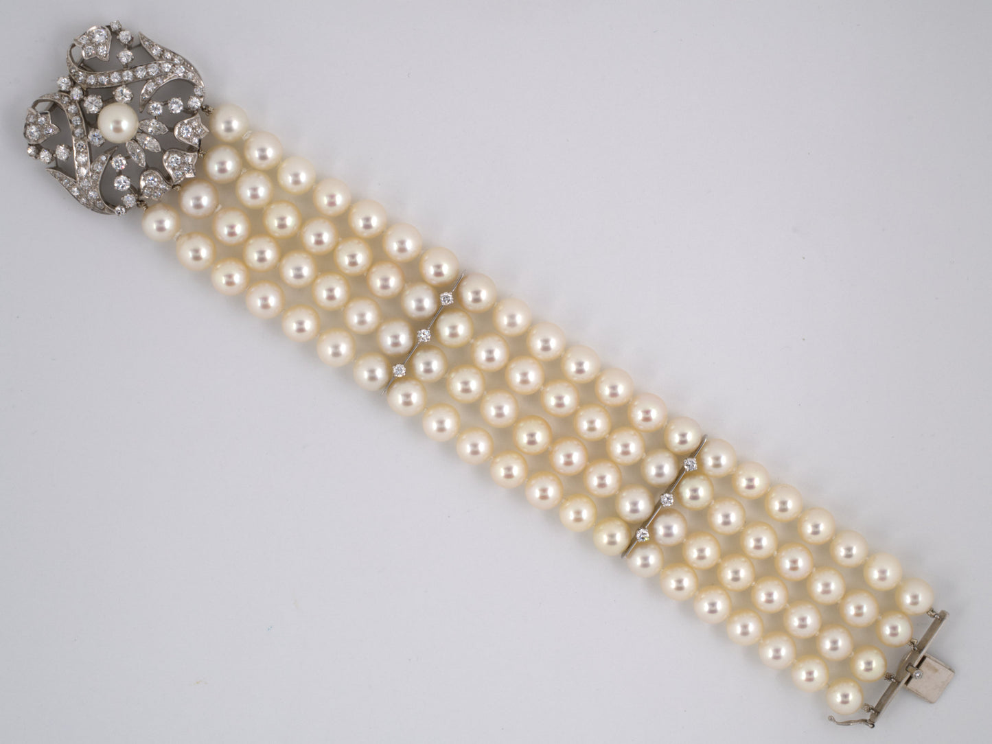 72929 - SOLD - Platinum Diamond Pearl Swirl Bracelet