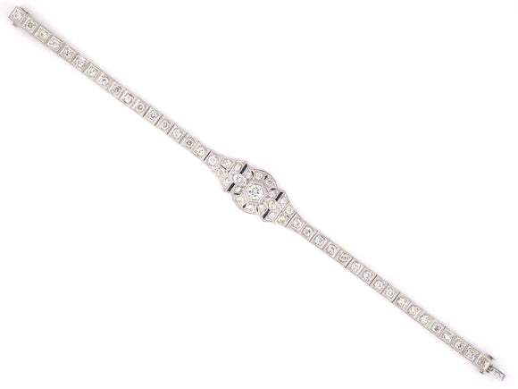72940 - Art Deco Platinum Diamond Sapphire Bracelet
