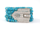 72960 - SOLD - Turquoise Platinum Diamond Rondel Bracelet