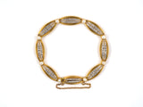 72968 - SOLD - Art Nouveau Gold Diamond Natural Pearl Oval Bracelet