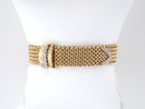 72989 - Circa 1950 Gold Diamond Mesh Buckle Bracelet