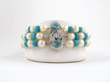 73022 - Honora Gold Diamond Pearl Turquoise Bracelet