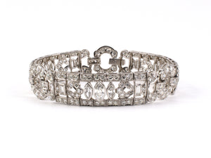 73026 - Art Deco Waslikoff Platinum Diamond Open Bracelet