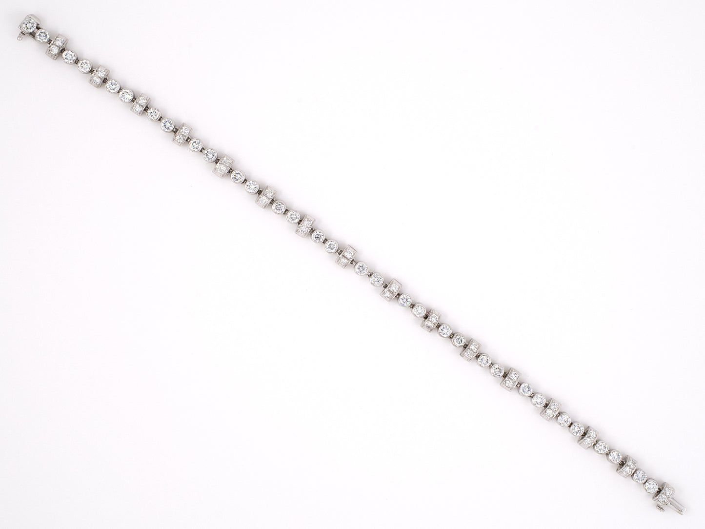 73072 - SOLD - Circa 1945 Platinum Diamond Bar Line Bracelet