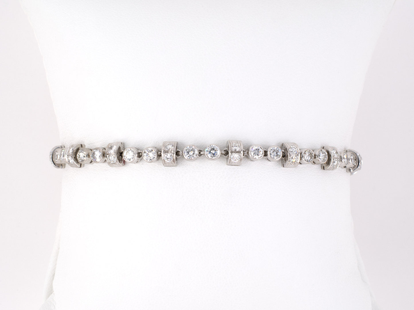 73072 - SOLD - Circa 1945 Platinum Diamond Bar Line Bracelet