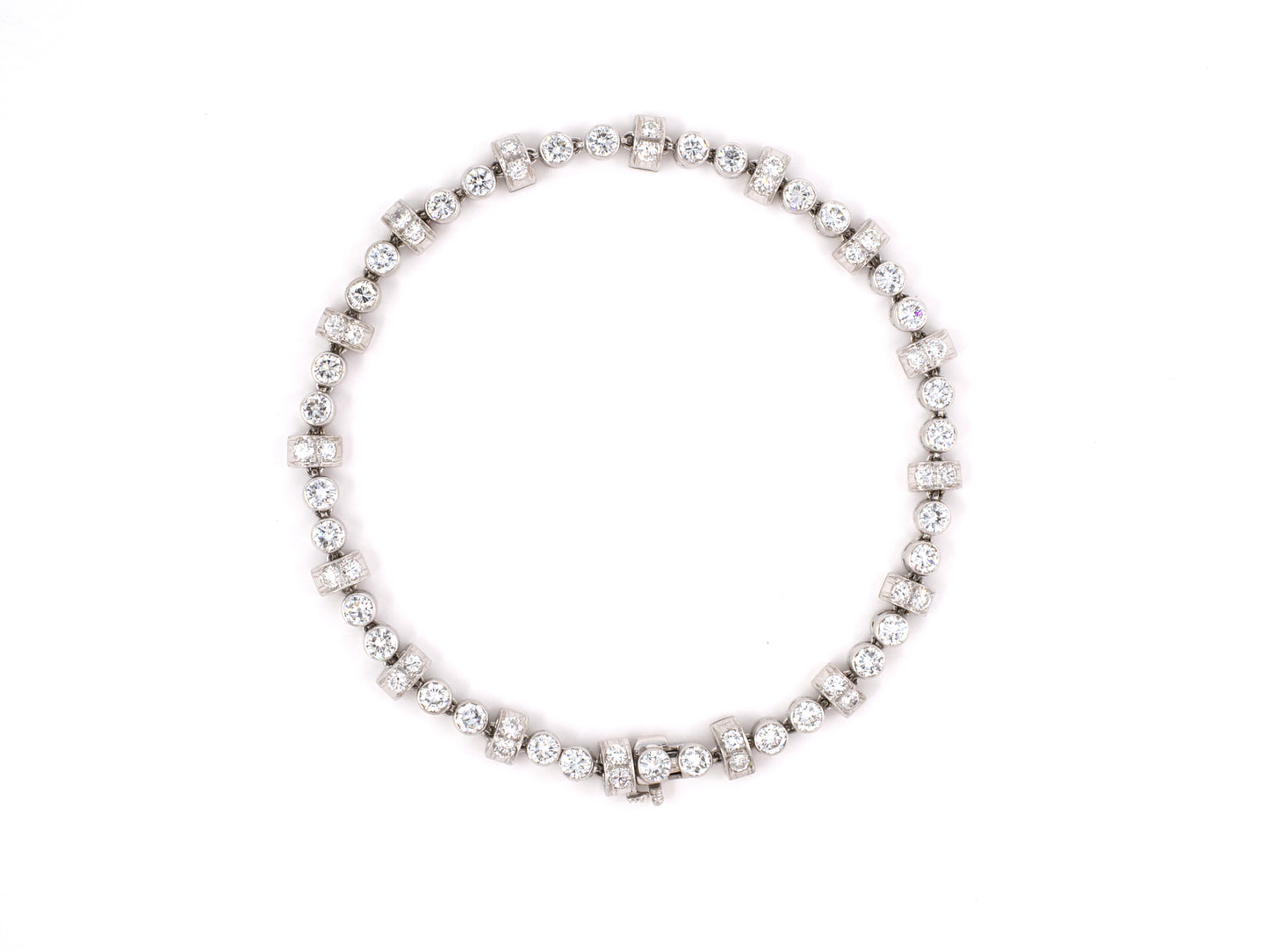 73072 - SOLD - Circa 1945 Platinum Diamond Bar Line Bracelet