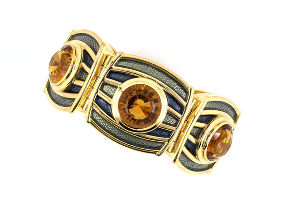 73078 - Circa 1995 De Vroomen Gold Enamel Bracelet