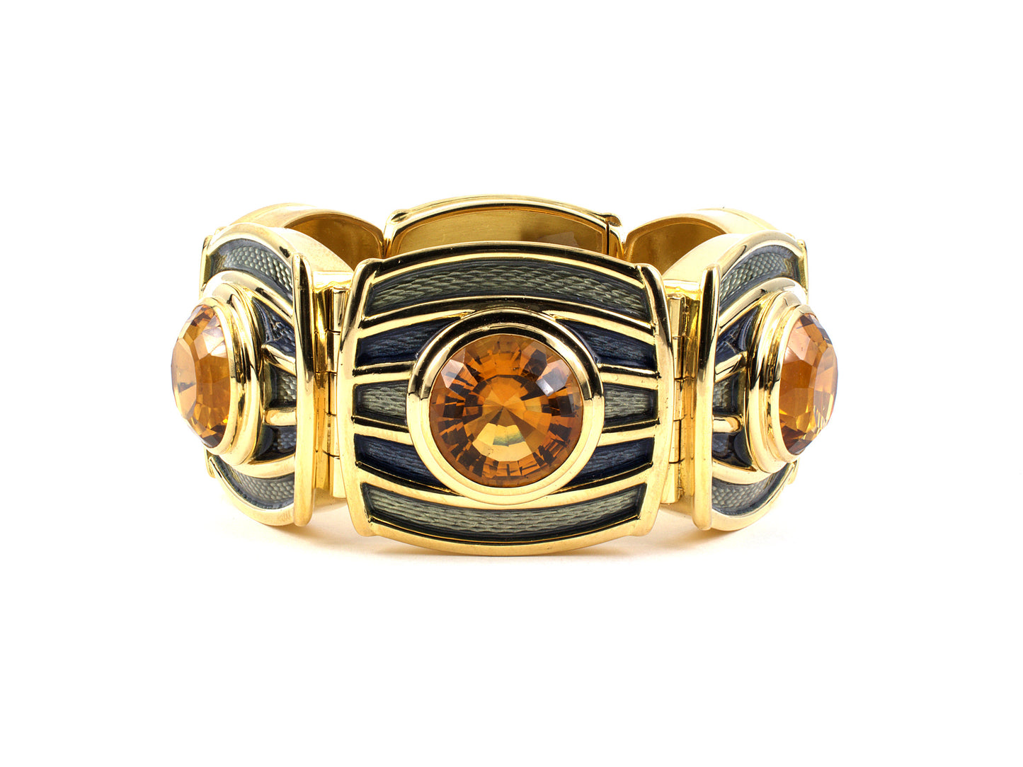 73078 - Circa 1995 De Vroomen Gold Enamel Bracelet