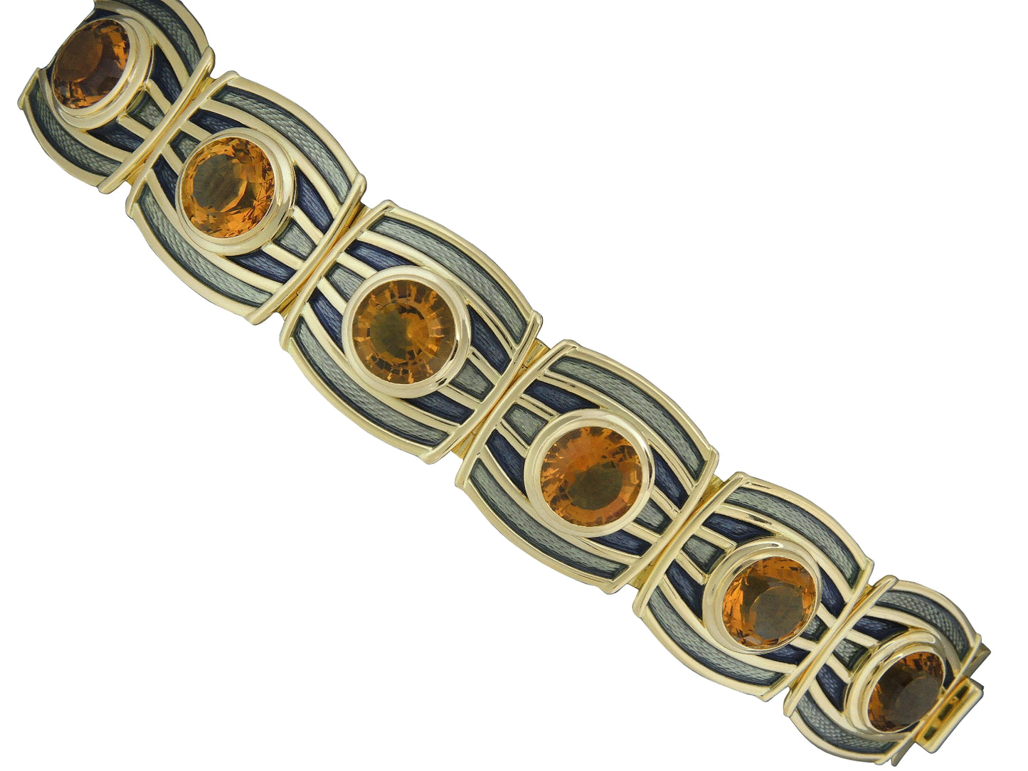 73078 - Circa 1995 De Vroomen Gold Enamel Bracelet
