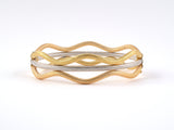 73106 - Gold Tri Color Textured 3 Row Swirl Figure 8 Bangle Bracelet