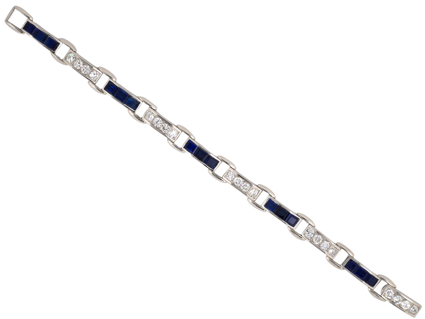 73113 - SOLD - Art Deco Platinum Sapphire Diamond Line Bracelet