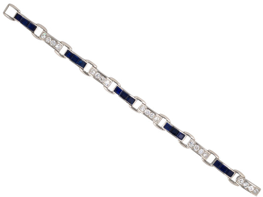 73113 - SOLD - Art Deco Platinum Sapphire Diamond Line Bracelet