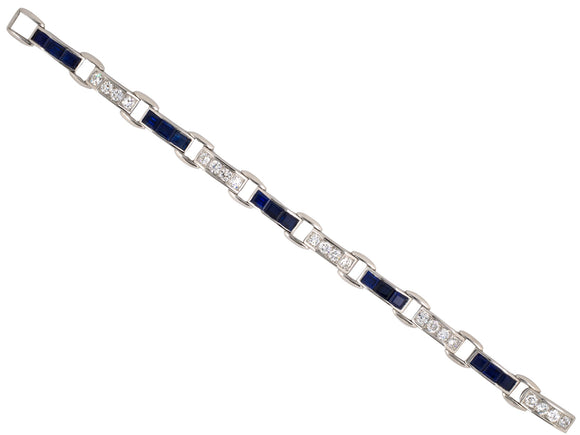 73113 - Art Deco Platinum Sapphire Diamond Line Bracelet