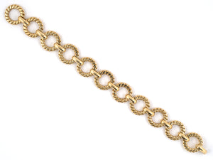 73125 - Circa 1950 Cartier Gold Corrugated Circle Bar Link Bracelet