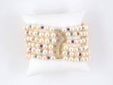 73147 - Gold Diamond Pearl Amethyst Turquoise Bead Bracelet