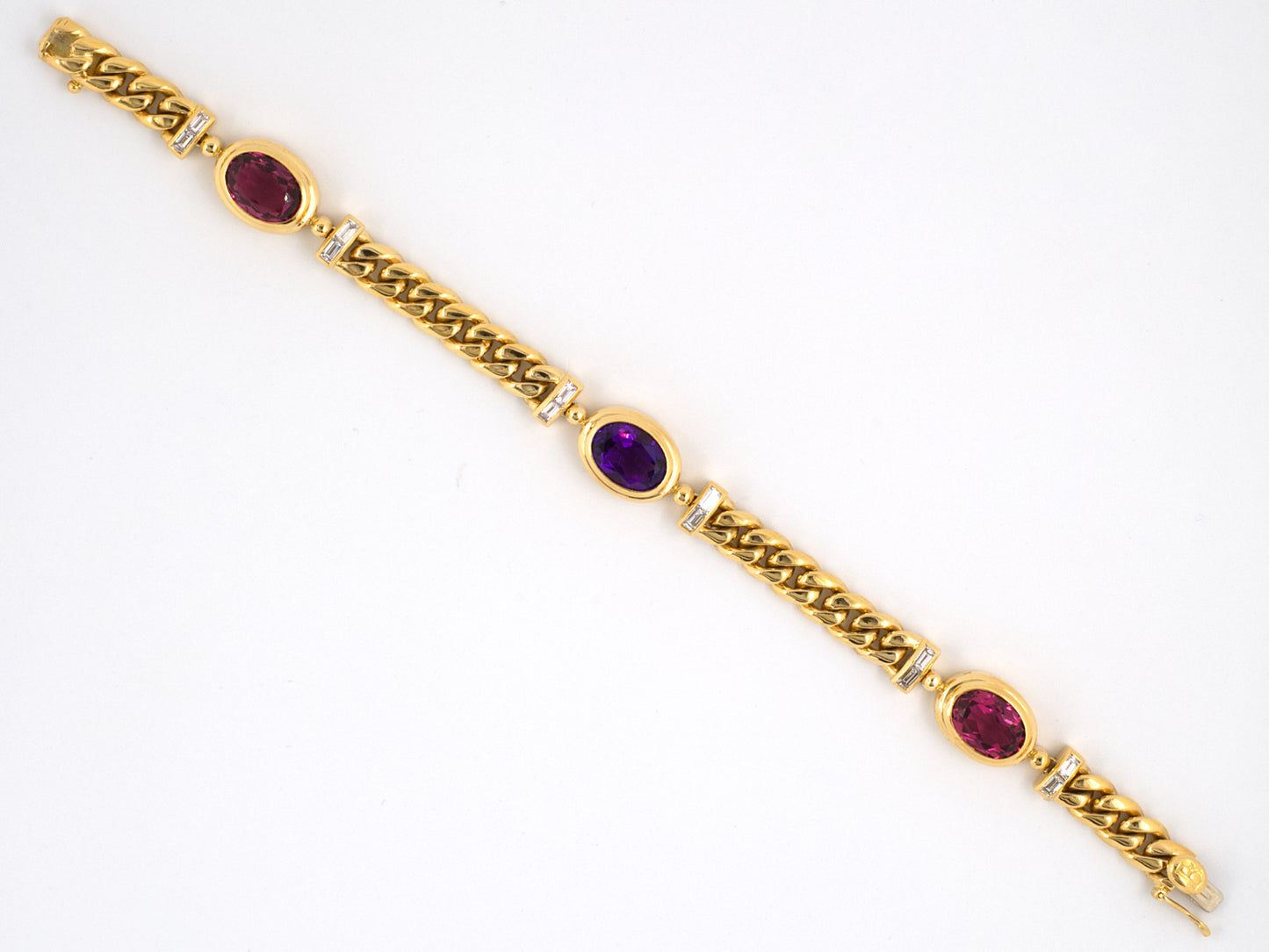 73172 - SOLD - Bulgari Gold Amethyst Tourmaline Diamond Bracelet
