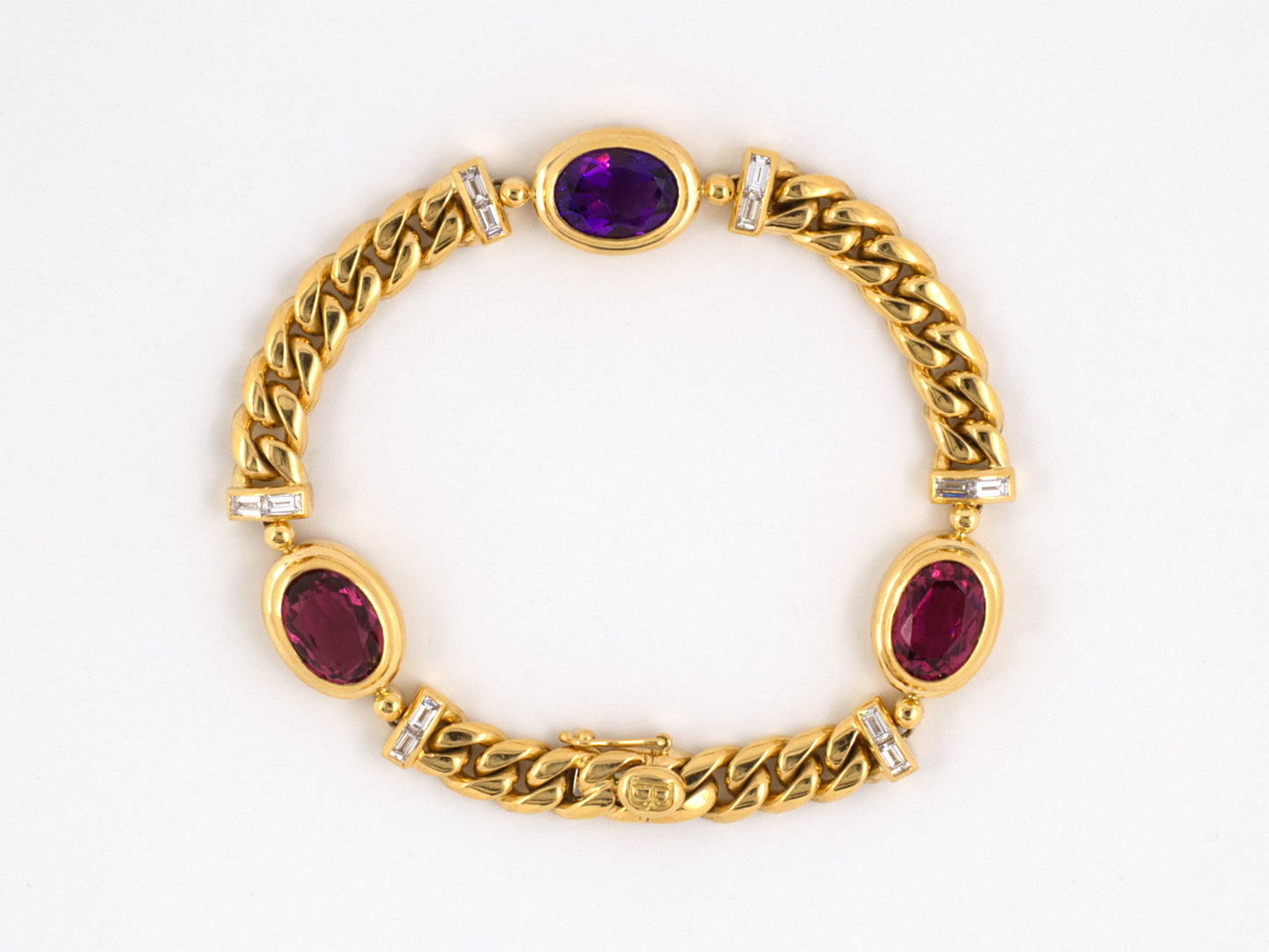73172 - SOLD - Bulgari Gold Amethyst Tourmaline Diamond Bracelet