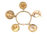 73212 - Circa 1950s Gold Oval Cable Link Charm Bracelet