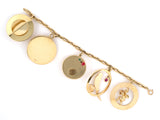 73212 - Circa 1950s Gold Oval Cable Link Charm Bracelet