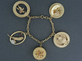 73212 - Circa 1950s Gold Oval Cable Link Charm Bracelet